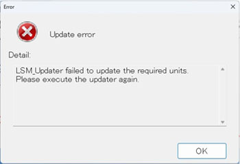 * If the message “Update error” appears, click the OK button.