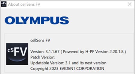 3) Confirm your version in the “About cellSens FV” window.