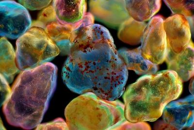 Sandkörner von Erg Chebbi unter dem Mikroskop